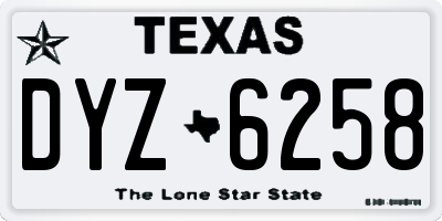 TX license plate DYZ6258