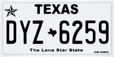 TX license plate DYZ6259