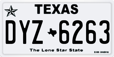 TX license plate DYZ6263