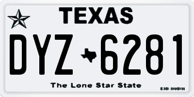 TX license plate DYZ6281