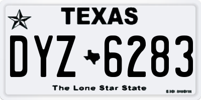 TX license plate DYZ6283