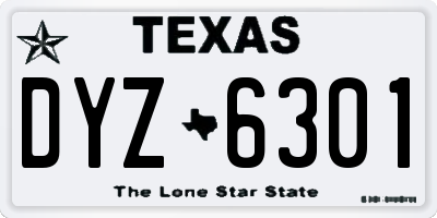 TX license plate DYZ6301