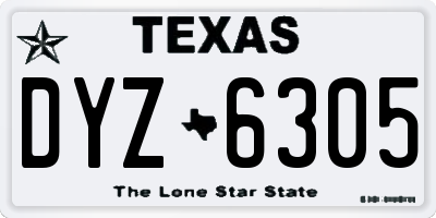 TX license plate DYZ6305
