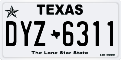 TX license plate DYZ6311