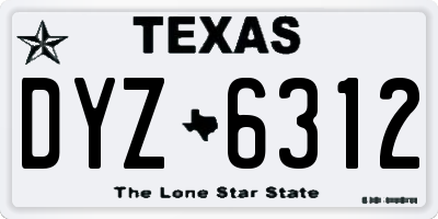 TX license plate DYZ6312