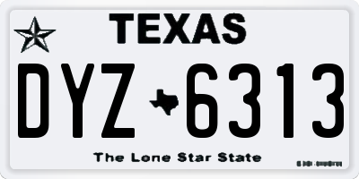TX license plate DYZ6313