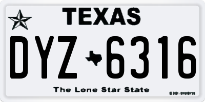 TX license plate DYZ6316