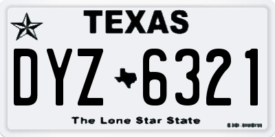 TX license plate DYZ6321