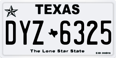 TX license plate DYZ6325