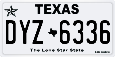 TX license plate DYZ6336