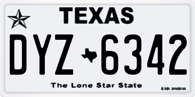 TX license plate DYZ6342
