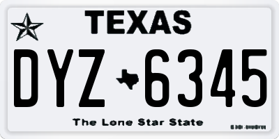 TX license plate DYZ6345