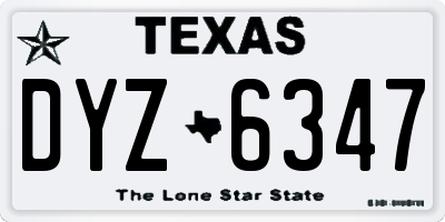 TX license plate DYZ6347
