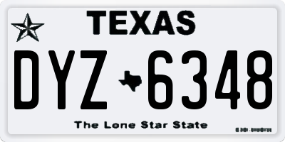 TX license plate DYZ6348