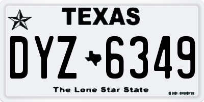 TX license plate DYZ6349