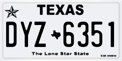 TX license plate DYZ6351