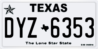 TX license plate DYZ6353