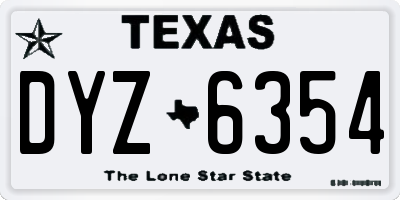 TX license plate DYZ6354