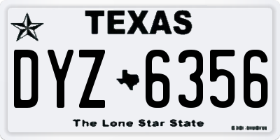 TX license plate DYZ6356