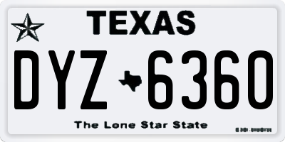 TX license plate DYZ6360