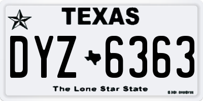 TX license plate DYZ6363