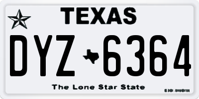 TX license plate DYZ6364