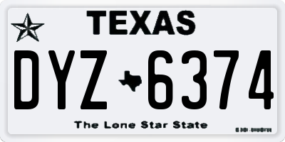 TX license plate DYZ6374