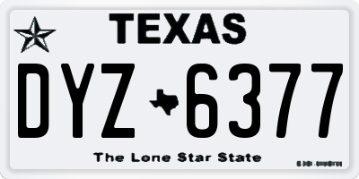TX license plate DYZ6377