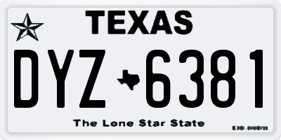TX license plate DYZ6381