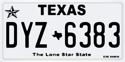TX license plate DYZ6383