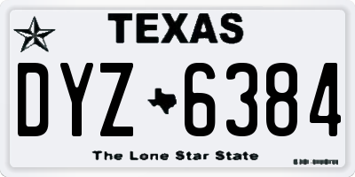 TX license plate DYZ6384