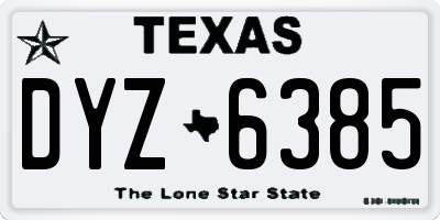 TX license plate DYZ6385