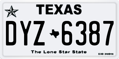 TX license plate DYZ6387
