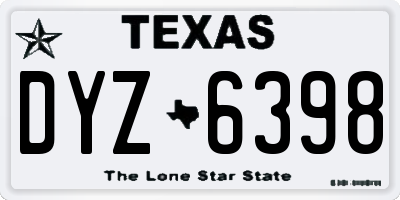 TX license plate DYZ6398
