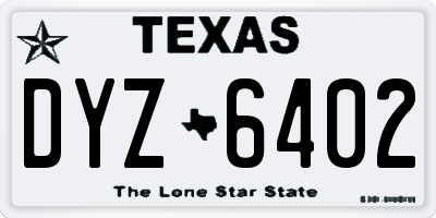 TX license plate DYZ6402