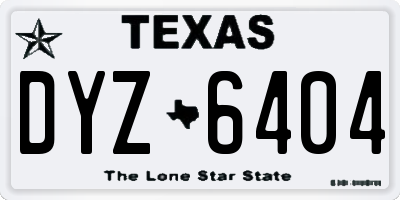 TX license plate DYZ6404
