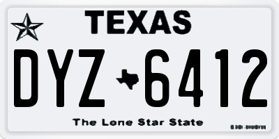 TX license plate DYZ6412