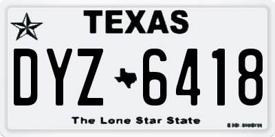TX license plate DYZ6418