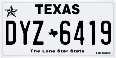 TX license plate DYZ6419