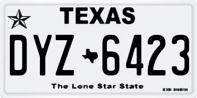 TX license plate DYZ6423