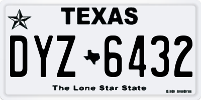 TX license plate DYZ6432