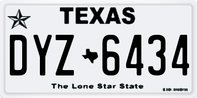 TX license plate DYZ6434