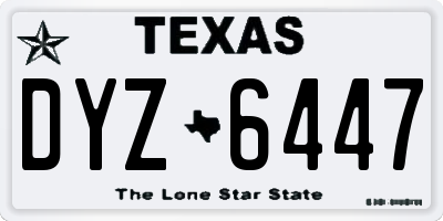 TX license plate DYZ6447