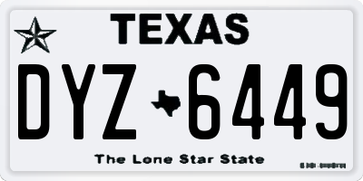 TX license plate DYZ6449