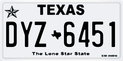 TX license plate DYZ6451