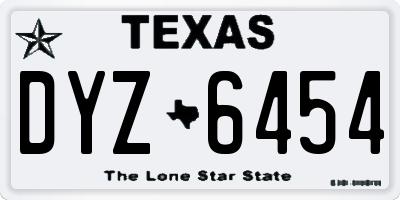 TX license plate DYZ6454