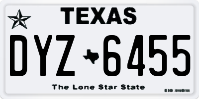 TX license plate DYZ6455