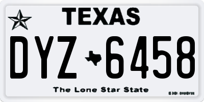 TX license plate DYZ6458