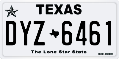TX license plate DYZ6461