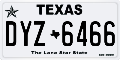 TX license plate DYZ6466